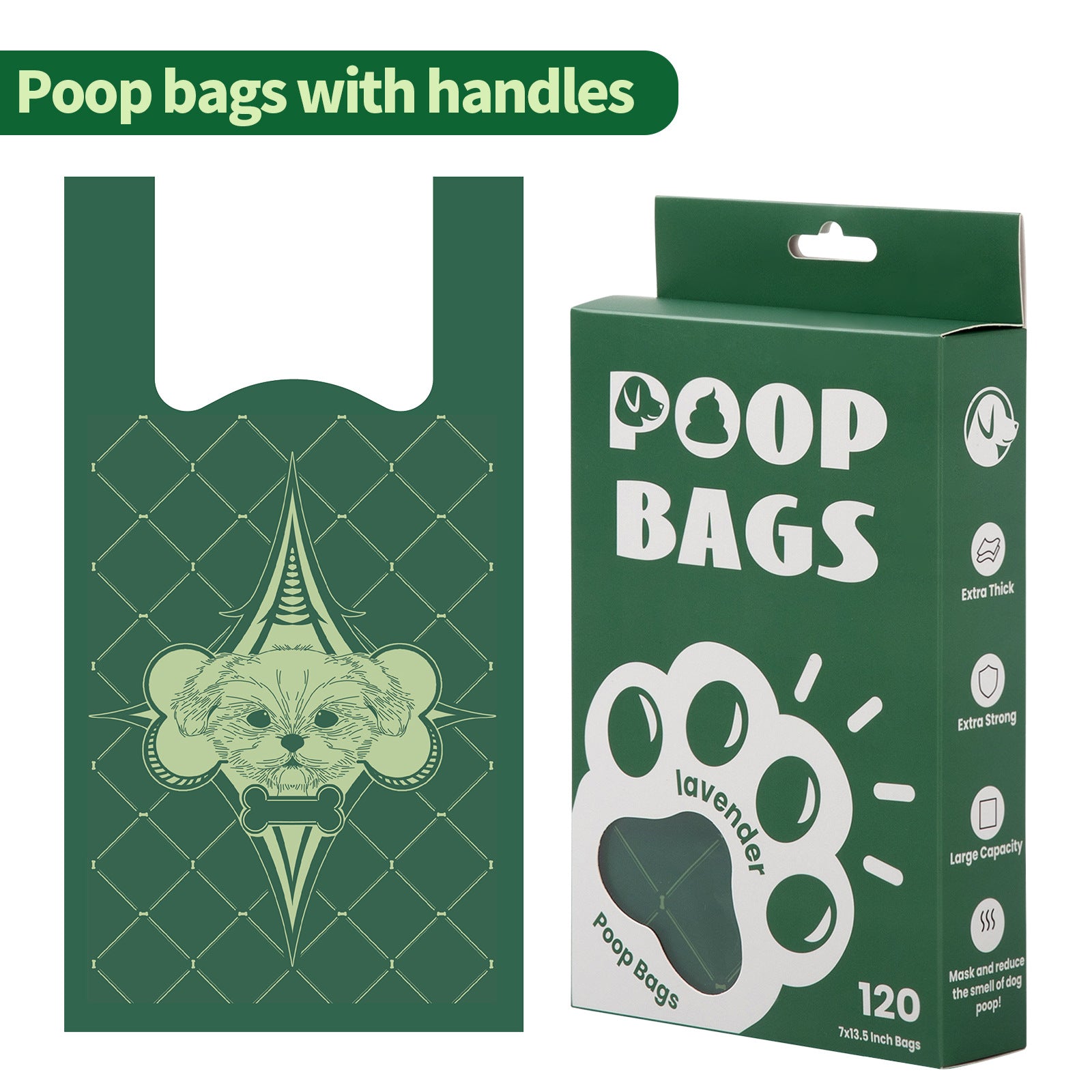 Dog Poo Bags | Tuff Pets Strong Plant Based 100% Compostable Poop Bags w/Handles