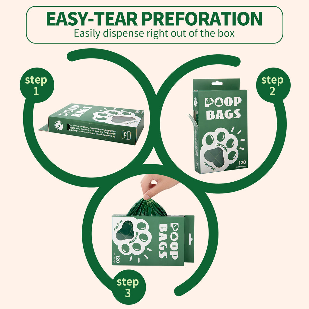 Dog Poo Bags | Tuff Pets Strong Plant Based 100% Compostable Poop Bags w/Handles