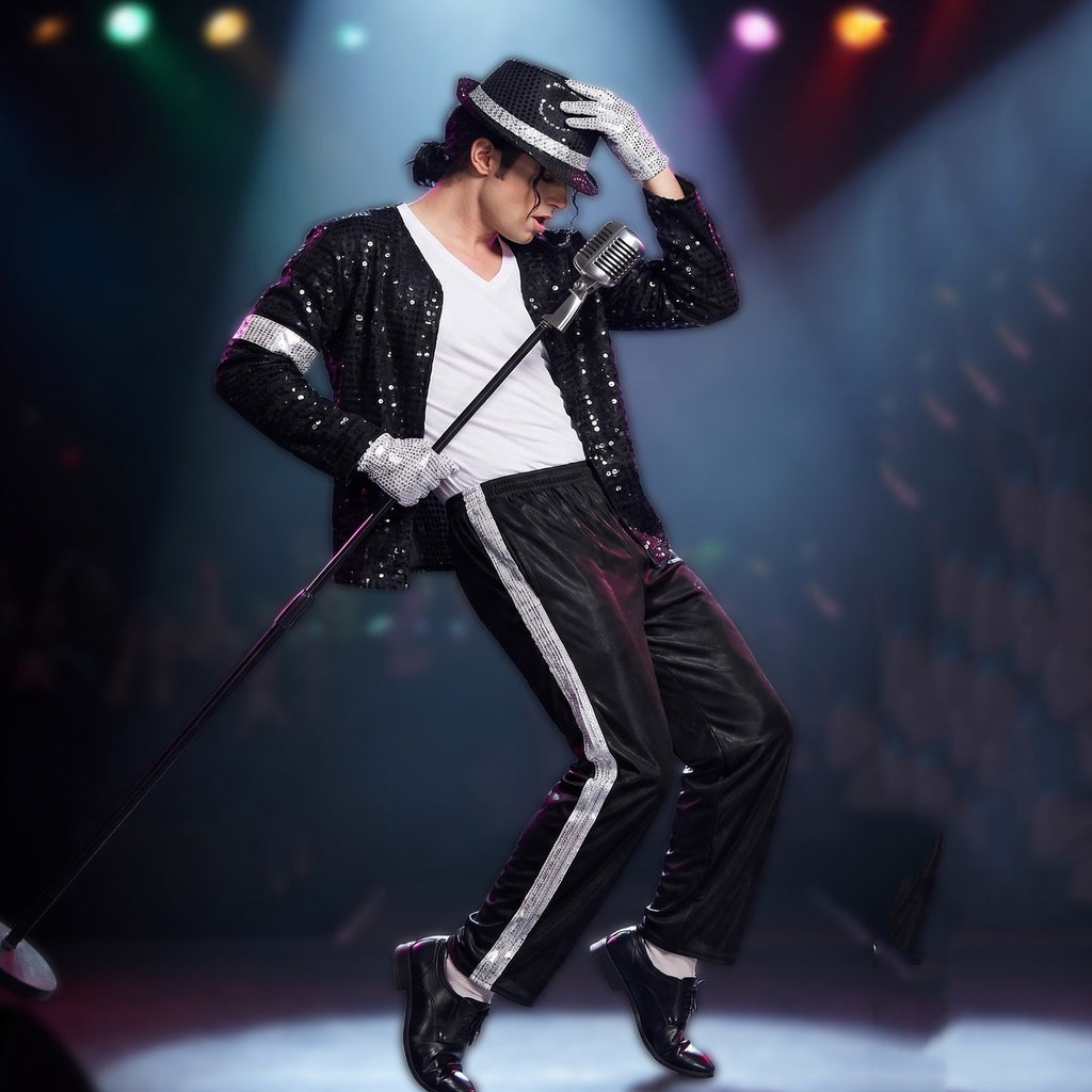 Sequin Costume Set Michael Jackson Cosplay Stage Performance Outfit Kids