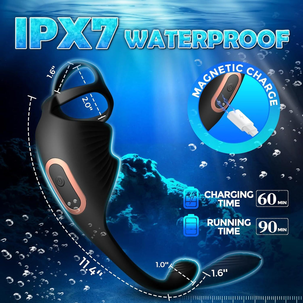 Penis Cock Ring Anal Vibrator Butt Plug Male Prostate Massager Sex Toys for Men