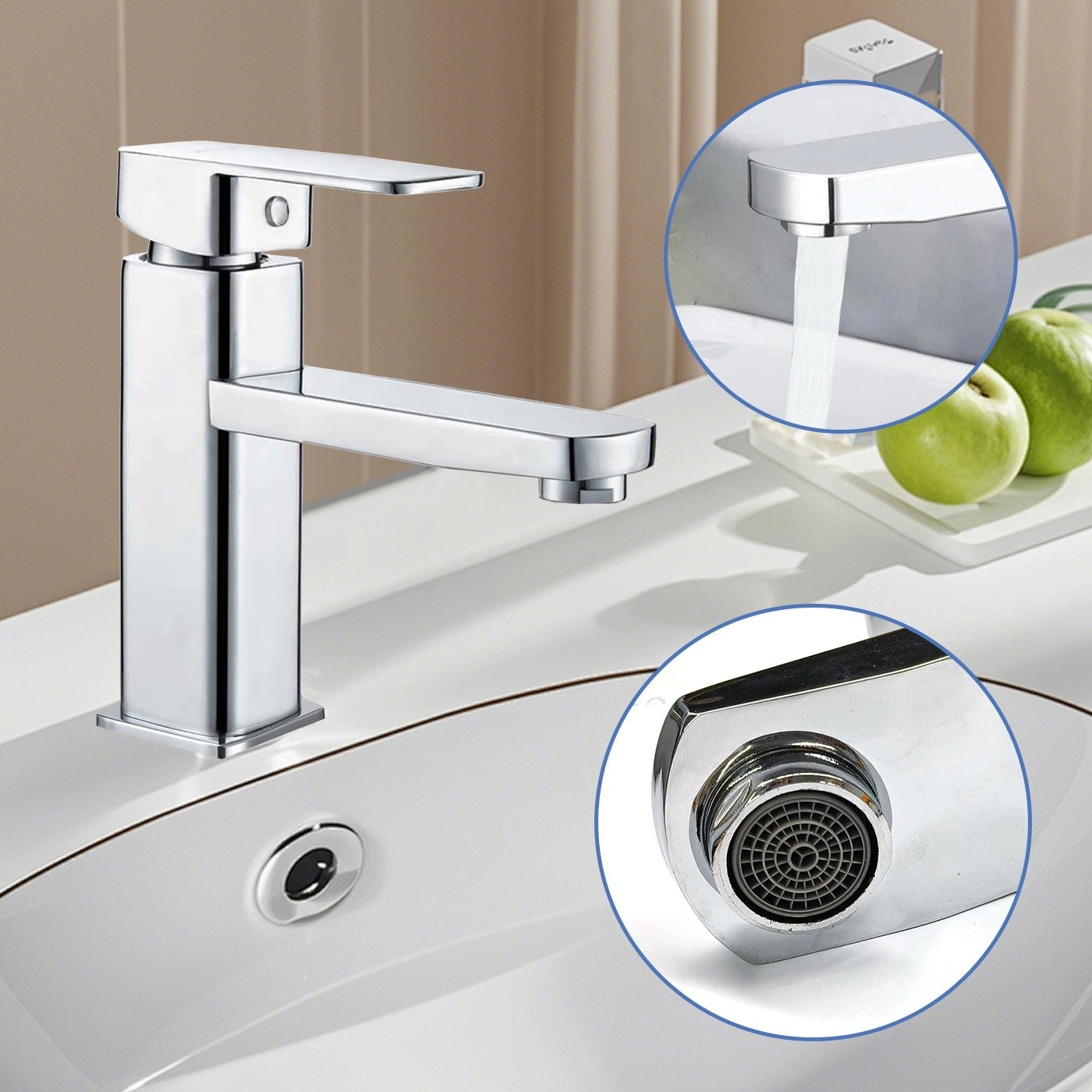 Fast Waterfall Bathroom Tap Basin Sink Mono Mixer Chrome Cloakroom